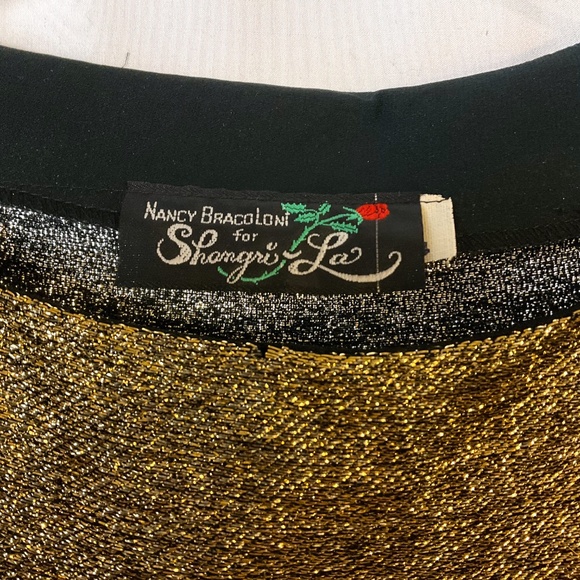 Gold and Silver Metallic Black Sheer Vintage Dress - Picture 7 of 9